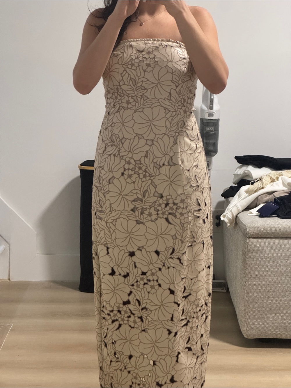 NWT Cult Gaia Raylene Strapless Floral Dress in Mushroom - Picture 5 of 7